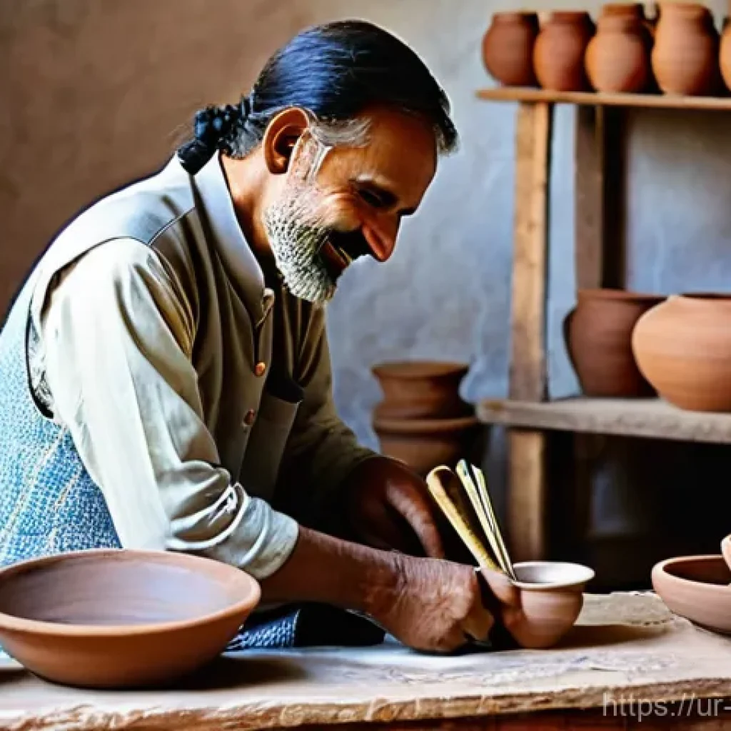 디지털 장인 문화가 지역 사회에 미치는 영향 - **Prompt 1: Global Reach for Local Crafts**
"A male artisan in his late 40s, with a gentle, prou...