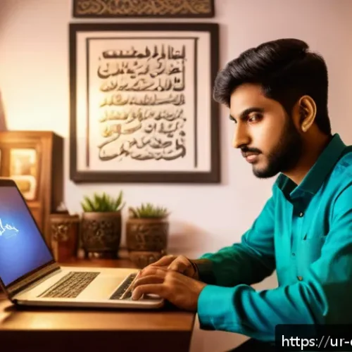 Home 33 디지털 장인 문화의 세계적 영향력 - A young South Asian man in traditional yet modern casual clothing, confidently working on a laptop i...