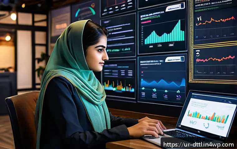 디지털 장인 문화와 시장 분석 - A modern Pakistani office scene showcasing a young professional woman in modest, stylish business at...